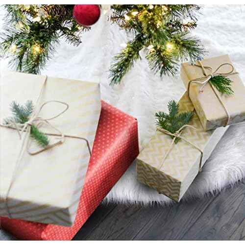 White Christmas Tree Skirt - Faux Fur Tree Skirt Large Luxury - 48 inches (4ft) / 36 inch (3 ft) / 30 inch Round for Under Xmas Tree Decorations (36 inches (3ft))
