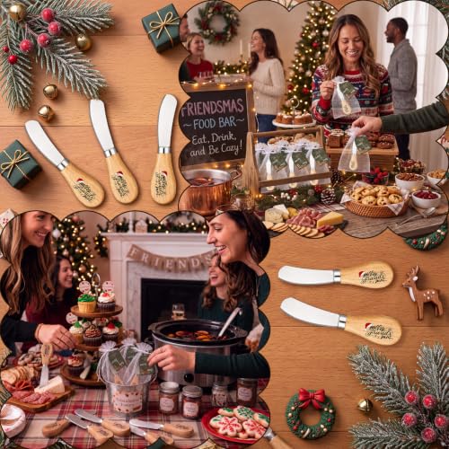 24-Piece Christmas Butter Knives Set with Engraved Holiday Design