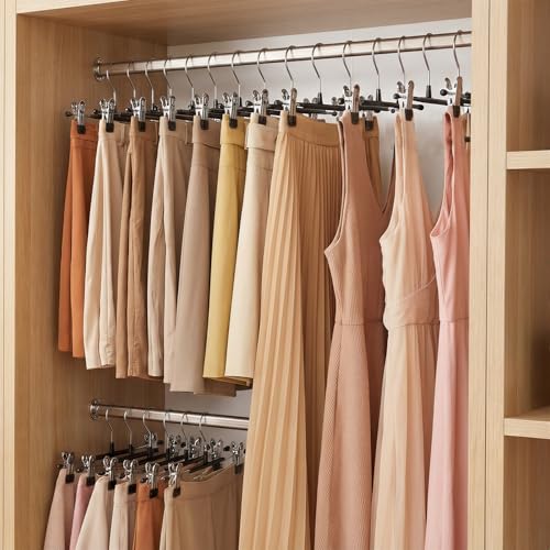 POZEAN Black 30-Pack Adjustable Heavy Duty Pants Hangers with Clips