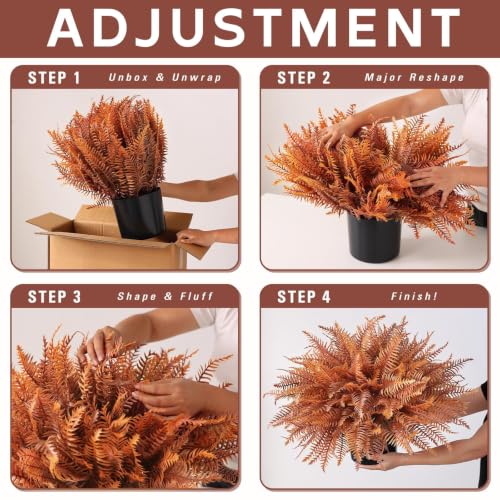 Artificial Fall Ferns Topiary Ball Trees Set of 2 for Porch & Garden Decor