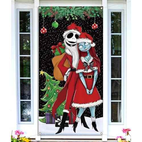 Christmas Door Cover Merry Christmas Xmas Winter Holiday Party Front Door Banner Photography Home Porch Decoration