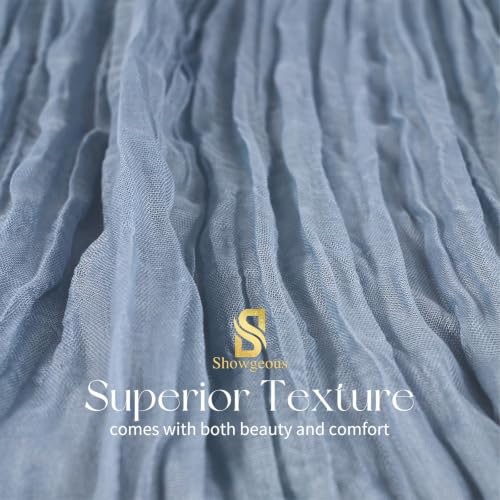 Showgeous 12 Pack Dusty Blue Cheesecloth Table Runners 17x108 Inches Boho Home Decor