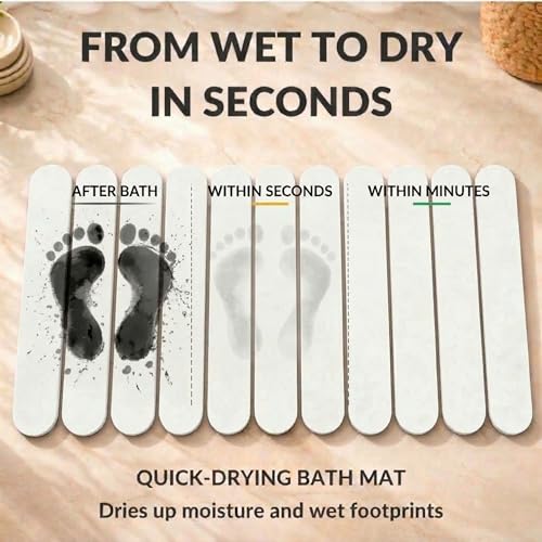 Pebble Nest White Foldable Diatomaceous Earth Bath Mat 30x17 Inches - Quick Dry & Non-Slip