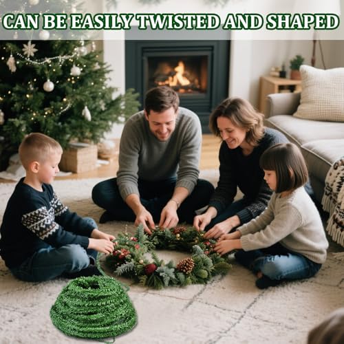 Jeyeou 108Ft Green Artificial Pine Garland 0.38in Thin Wired Christmas Decor