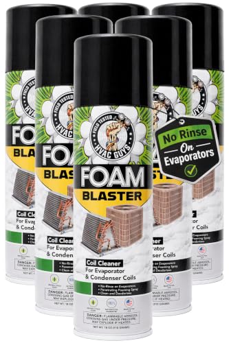 Leak Saver Foam Blaster AC Coil Cleaner Spray Pack of 6 - 18 Fl Oz Each, Deep Penetrating HVAC Coil Cleaner for Evaporator & Condenser