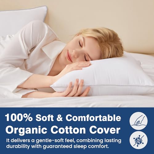 White Standard Size Hotel Quality Bed Pillows Set of 4 - Cooling Down Alternative 18x26