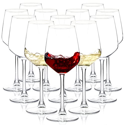 SHYRC 12oz Clear Red & White Wine Glasses Set of 12 - Long Stem Drinkware for Party & Wedding
