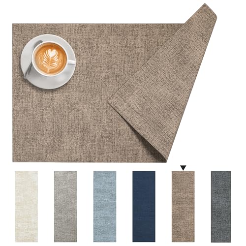 DOLOPL Reversible Faux Leather Placemats Set of 12 - Brown