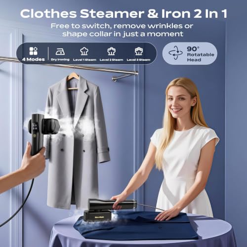 REXYHOME Black Travel Steamer for Clothes 1000W Portable Iron & Garment Steamer