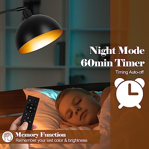VenzBlomia Black Dimmable Arc Floor Lamp with Remote Control & 2700-6000K LED Bulb