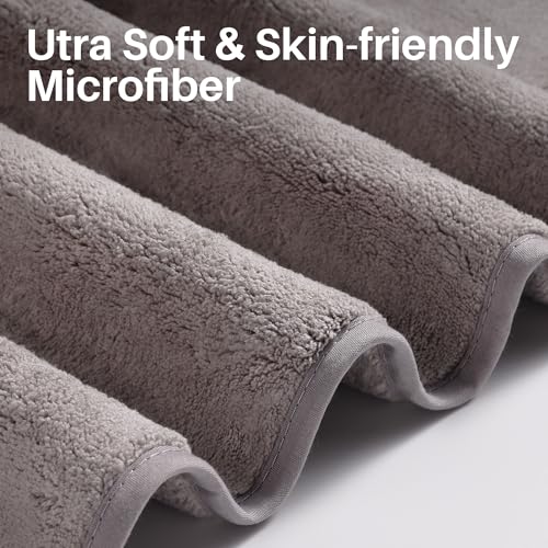 JOYMOOP Microfiber Bath Towels 4 Pack - Extra Large 30x60 Inches, Mixed Color (White, Grey, Green, Blush)