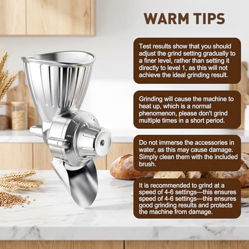 COFUN Metallic Grain Mill Attachment for KitchenAid Stand Mixer
