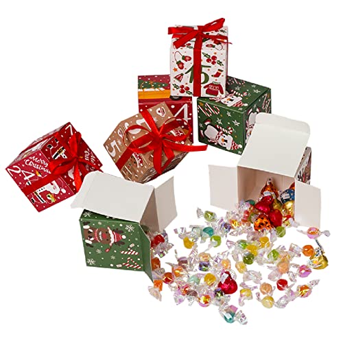 JWSCYSY Design1 24 Pcs Christmas Advent Calendar Gift Boxes with Santa Reindeer Snowflake Patterns