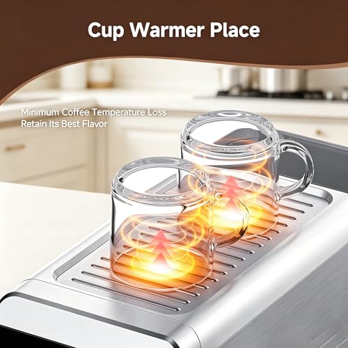 20 Bar Compact Espresso Coffee Machine with Milk Frother - Silver