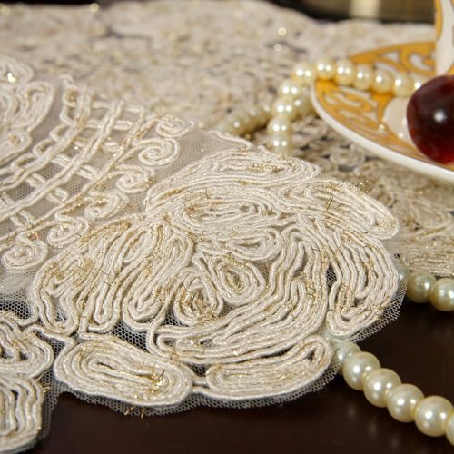 Embroidered Lace Doilies Placemats Set of 6, 12 Inch Non Slip Retro
