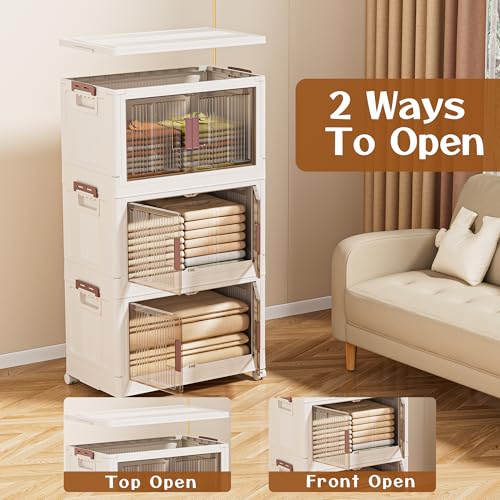 60GAL/240QT 4 tier large stackable storage bins with lid and wheels,