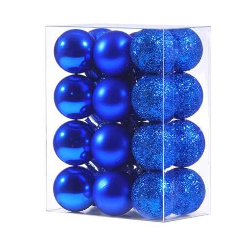 GOOTRADES Set of 24 Mini Shatterproof Christmas Balls Tree Ornaments Party Decoration, 3cm/1.1'' (Blue)