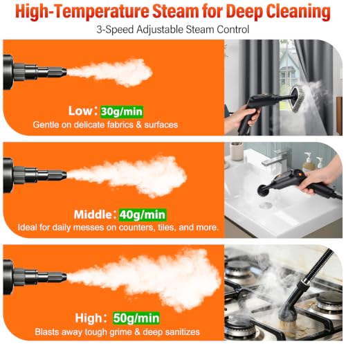 Handheld Steam Cleaner with 1800ml Large Tank for Deep Home Cleaning