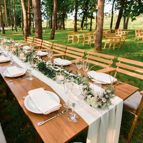 Leinuosen 12-Inch Table Centerpiece Set – 12 Gold Metal Wreath Rings with Glass Candle Holders and Wooden Stands