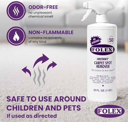 Instant Carpet & Upholstery Stain Remover 32 oz Pack of 2 - Pet, Food & Wine Spills