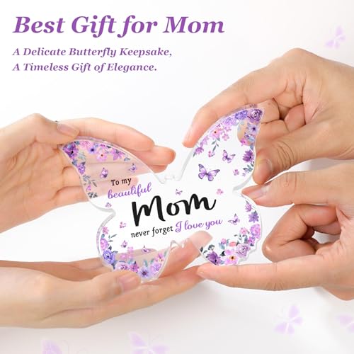 Gifts for Mom, Mom Birthday Gifts, Unique Purple Butterfly Acrylic