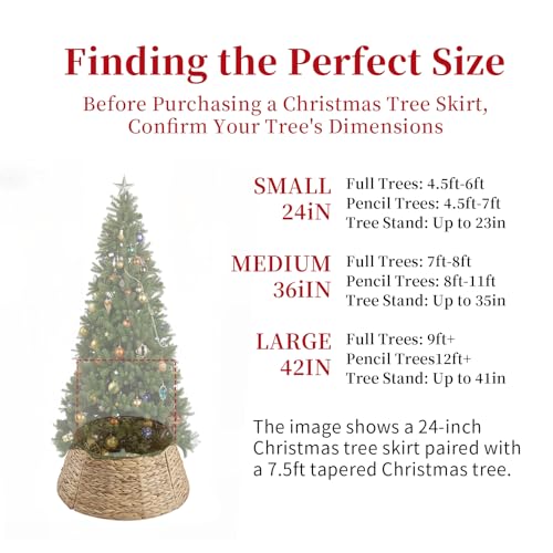 DUMOS 24.5in Christmas Tree Collar for 4–7ft Trees - Light Natural 24.5in