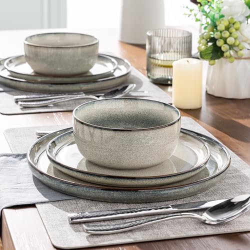 GBHOME Green Wheat Ceramic Dinnerware Set for 6 - 18 Pieces, Microwave & Dishwasher Safe