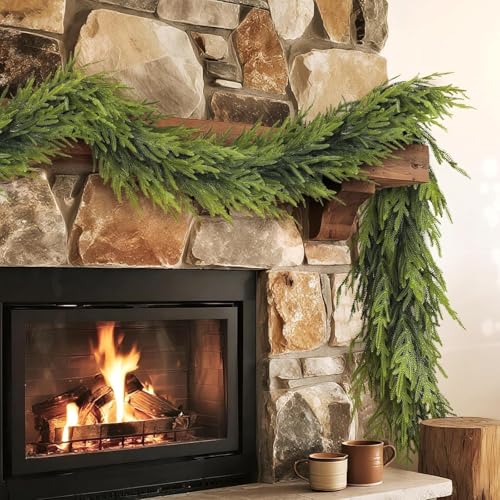 12FT Artificial Norfolk Pine Garland - Real Touch Holiday Decor for Indoor & Outdoor