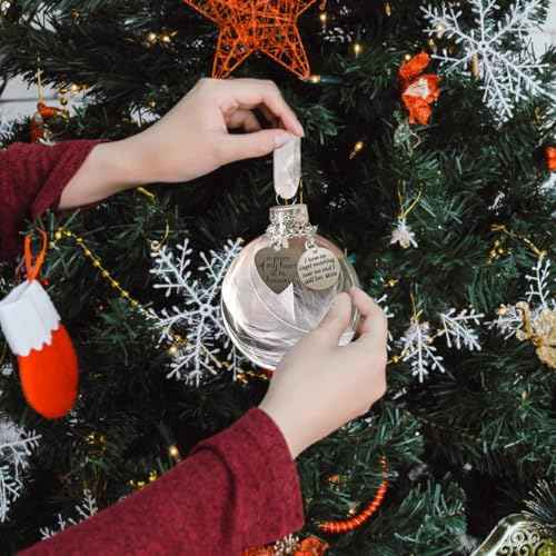 Dad Memorial Ornaments for Loss of Loved One, Sympathy Bereavement Gift, 8cm Clear Feather Ball Hanging Ornaments, A Piece of My Heart is in Heaven