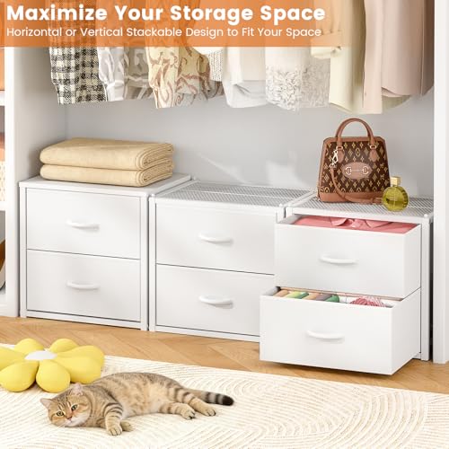 Stackable Storage Drawers Set - Closet Organizer for Clothes, Under Bed, Living Room