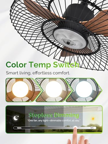 Orison 24-Inch Outdoor Ceiling Fan with Lights, Remote & App Control, Weatherproof Gazebo Fan - Regular