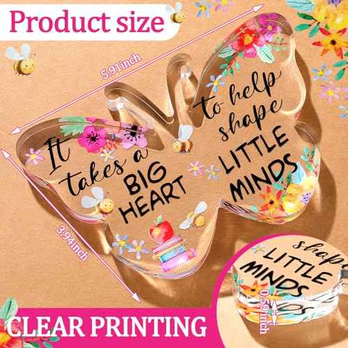 Christmas Teacher Appreciation Gifts for Women Acrylic Thank You Gift from Student for Office Desk Decor Paperweight Keepsake(Vivid Butterfly)