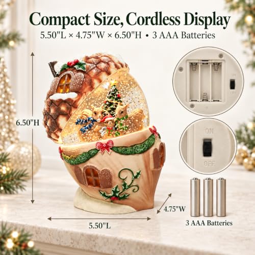 Christmas Snow Globe, Water Globe Acorn Squirrel Harvest Decor Lantern