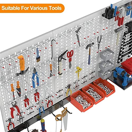 Grey 109 pcs Pegboard Wall Organizer 48x24 in Garage Metal Storage System
