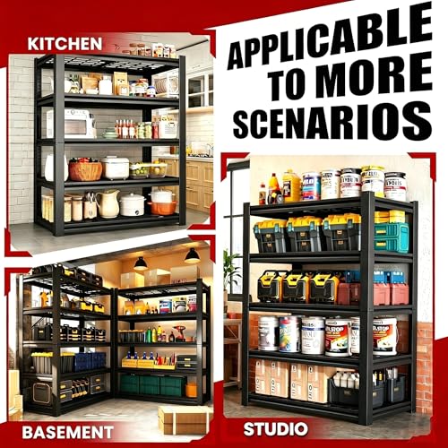 FOSTOKO 72"H x 35"W x 16"D Heavy Duty Metal Garage Shelving, 5-Tier Adjustable Industrial Storage Rack
