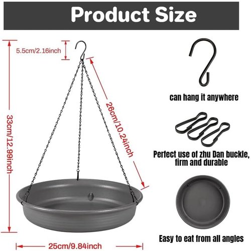 CARGEN Hanging Bird Bath & Feeder - Durable Garden Tray for Outdoor Wildlife | Perfect for Patios