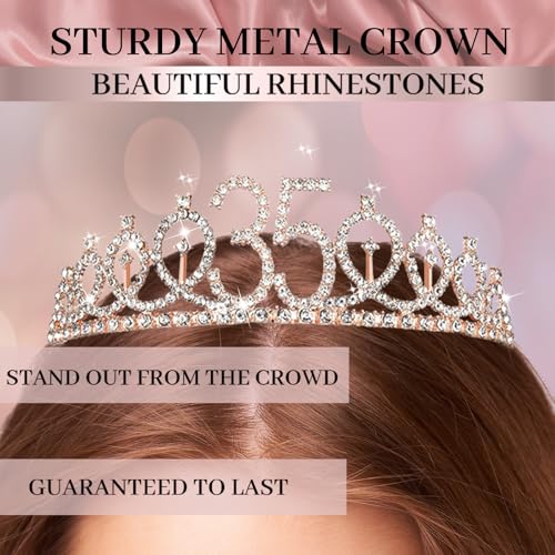 Trgowaul 21st Birthday Decorations for her, Rose Gold 21 Birthday Banner, Tablecloth, 21st Birthday Sash and Crown, 1PC 21st Cake Topper, Pink 21 Number Balloons Happy 21 Birthday Decorations Women