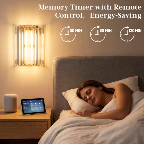 Keep Shinning Gold Wireless Wall Sconces Set of Two with Remote, RGB & Dimmable CCT for Bedroom Living Room Hallway