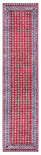 SAFAVIEH Brentwood Collection Runner Rug - 2' x 12', Red & Ivory, Traditional Oriental Distressed Design, Non-Shedding & Easy Care, Ideal for High Traffic Areas in Living Room, Bedroom (BNT899Q)