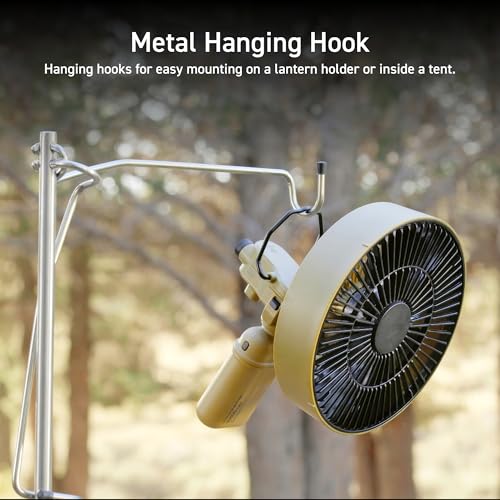 Elecom NESTOUT Outdoor Camping Fan with Tripod, 4 Speeds & Breeze Mode - Model FAN-NEST-GF1BE