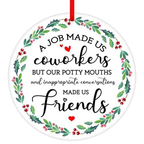 WhatSign Christmas Ornament Gifts for Coworkers - Work Bestie Friendship Ornament for Women Friend Female Coworker Friendship Work Bestie Gifts for Women