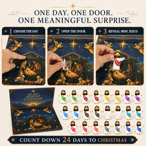 Mini Jesus Advent Calendar 2026,24 Day Christmas Countdown with 24