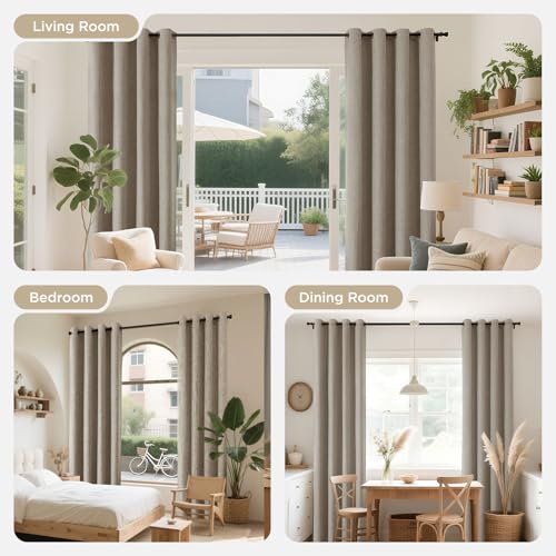 Joydeco Linen Blackout Curtains 84 Inch, Pack of 2 - Light Blocking Room Darkening Drapes with Grommets, Thermal Insulation, Noise Reduction, Privacy, 52"W x 84"L