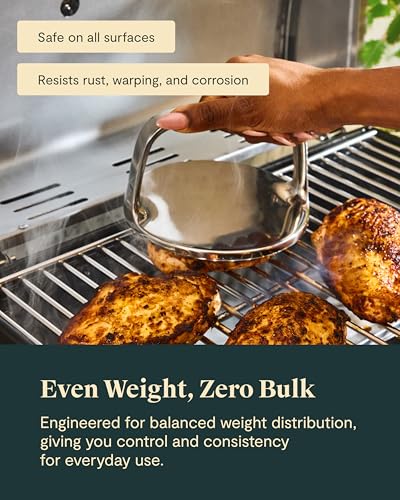 Stainless Steel Caraway Grill Press with Handle - Even Pressure & Searing