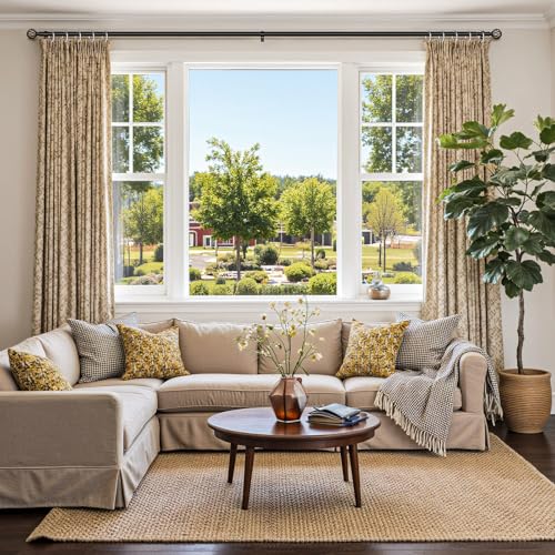 YNL Matte Black Adjustable Curtain Rod 66-120 Inch Heavy Duty for Living Room Bedroom Kitchen Outdoor
