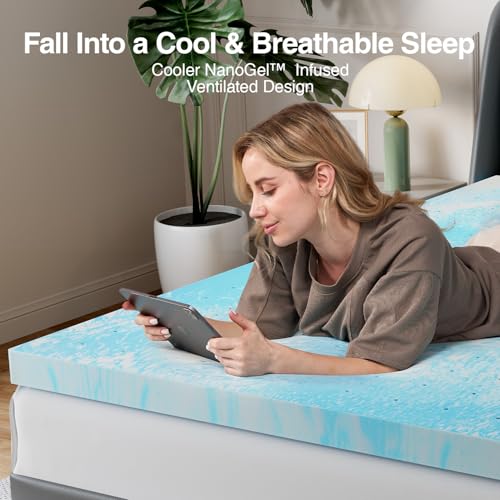 Blue Novilla Twin Memory Foam Mattress Topper 3 Inch Cooling Gel Ventilated