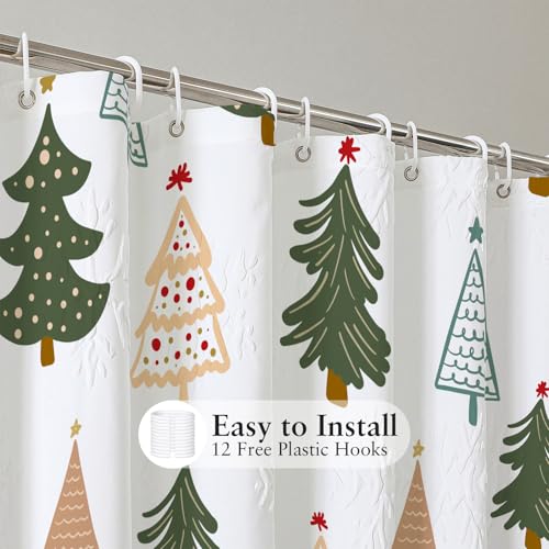 Christmas 3D Snowflake Embossed Shower Curtain, 72"x72", Forest