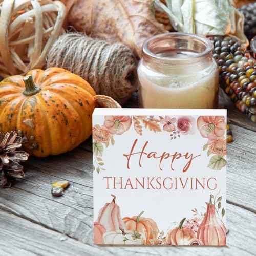 Thanksgiving Gifts, Thanksgiving Fall Decor, Fall Decor, Thanksgiving Decorations for Home, Thanksgiving Wooden Box Sign, Autumn Harvest Thanksgiving Wooden Square Sign, Happy Thanksgiving Day Sign