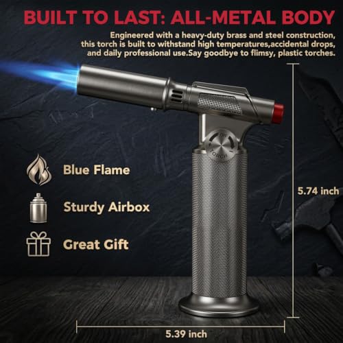 KinetiFire All-Metal Butane Torch Lighter - Professional Culinary & DIY Use