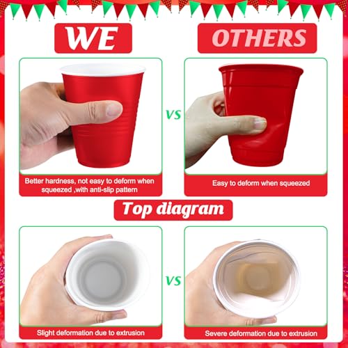 200 Pcs Red & Green 12 oz Plastic Cups, Bulk Disposable Xmas Party Cups (200 Pack) Hauwellter
